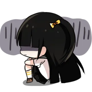 🫥 Anime, Smutny, Przygnębiony, Chibi, Samotny whatsapp sticker