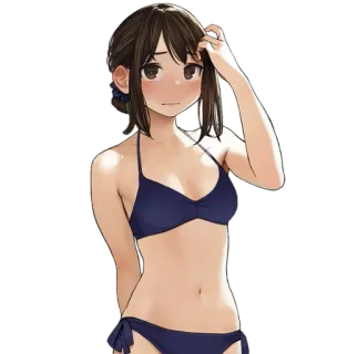 😍 Аниме, Девушка, Купальник, Брюнетка, Бикини telegram sticker
