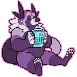 🍹 BIG SIP guaxinim, fofo, animal, bebendo, peludo, grande gole, desenho animado telegram sticker