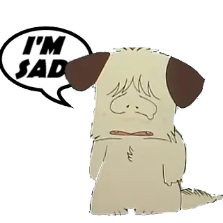 😞 I'M SAD smutny, pies, zwierzę, kreskówka telegram sticker