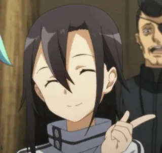 ✨ Kirigaya Suguha Sword Art Online anime, nhân vật, mỉm cười, dấu hiệu hòa bình, cô gái, Suguha, Kirigaya telegram sticker