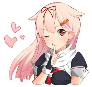 😉 Anime, Gadis, Merah muda, Imut, Berkedip, Telinga telegram sticker