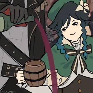 💠 Venti Genshin Impact Anime, Spiel, Venti, Alkohol, Wein whatsapp sticker