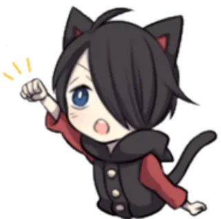 👊 кот, аниме, манга, чиби, мультфильм, милый, каваий whatsapp sticker