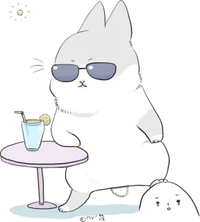 😎 królik, kreskówka, zwierzę, okulary przeciwsłoneczne, napój, słodki telegram sticker