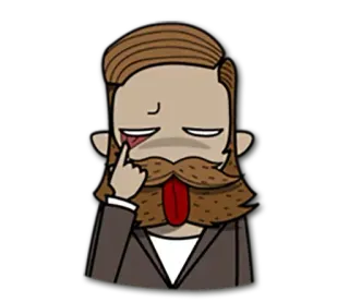 😜 man, cartoon, mustache, tongue, funny, expression, character, illustration telegram sticker