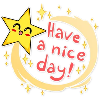 💫 Have a nice day! bintang, bulan, hari baik, salam, kawaii, positif, imut telegram sticker
