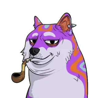 🚬 dog, pipe, cartoon, meme, purple, orange telegram sticker