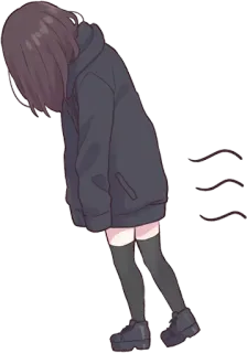 😞 动漫, 女孩, 连帽衫, 可爱, 漫画, 艺术 whatsapp sticker