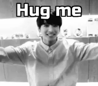 🙂 Hug me abbraccio, bianco e nero, persona, sorriso, affetto whatsapp sticker