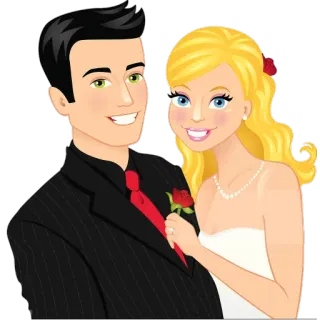 💑 mariage, mariée, marié, couple, couple, dessin animé, amour telegram sticker