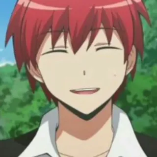 🙂 Karma Akabane Assassination Classroom Anime, Personagem, cabelo ruivo, sorrindo, Karma Akabane, Assassination Classroom telegram sticker