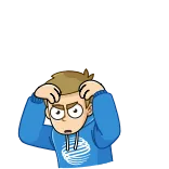 🤯 漫画, 男, 混乱, 考え中, 頭をかく telegram sticker