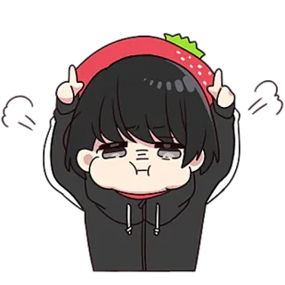 😛 Animé, Dessin animé, Doigt d'honneur, Geste, Fraise, Mignon whatsapp sticker