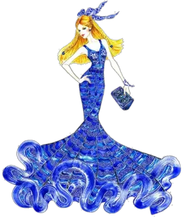 💙 Mode, Kleid, Blau, Frau, Abendkleid, Stil, Kunst telegram sticker