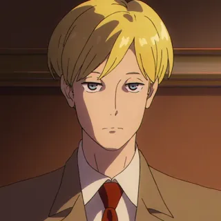 🥂 anime, đàn ông, nghiêm túc, tóc vàng, veston telegram sticker