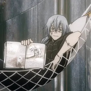 🇦🇼 Mahito Jujutsu Kaisen anime, villain, hammock, book, jujutsu kaisen whatsapp sticker