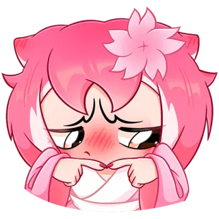 😔 anime, cartoon, cute, pink, blush, sad telegram sticker