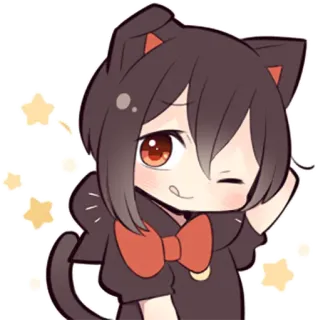 😜 gato, anime, desenho animado, kawaii, fofo, chibi, mangá whatsapp sticker