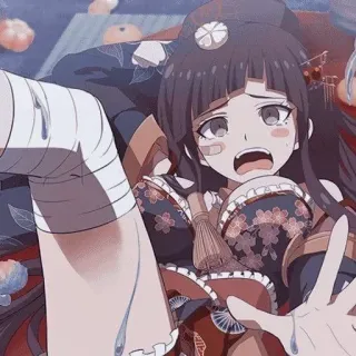 🥵 Mikan Tsumiki Danganronpa อนิเมะ, ดันกันรอนปะ, Mikan Tsumiki, เศร้า, บาดเจ็บ, ร้องไห้ telegram sticker