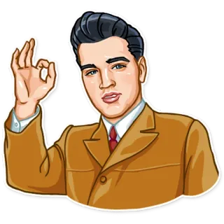 👌 Elvis Presley 埃尔维斯, 埃尔维斯·普雷斯利, 歌手, 摇滚乐, OK手势 telegram sticker