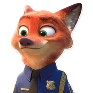 🙂 Nick Wilde Zootopia Nick Wilde, Zootopia, zorro, policía, oficial, dibujos animados telegram sticker