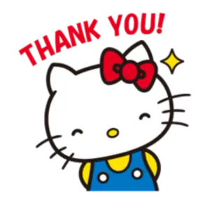 🙏 Hello Kitty THANK YOU! chaton, dessin animé, mignon, merci, noeud, paillette telegram sticker