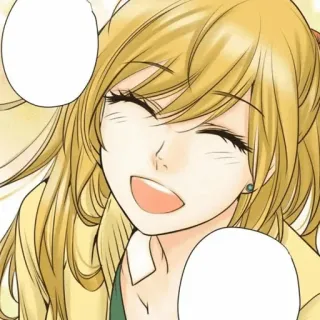 🍘 アニメ, 笑顔, 陽気, 女性, 金髪, 漫画 telegram sticker