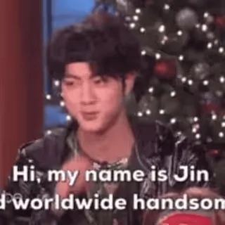 🐿 Jin Hi, my name is Jin and worldwide handsome K-pop, BTS, Jin, bello in tutto il mondo, celebrità, cantante telegram sticker