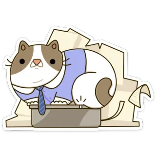 ☹️ cat, office, desk, papers, funny, sticker whatsapp sticker