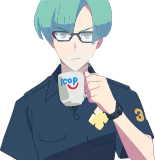 ☕️ ICOP Anime, Polizia, Agente, Cartone animato, Occhiali, Poliziotto, Uomo telegram sticker