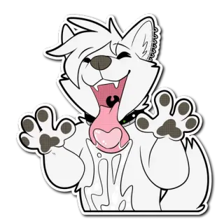 👅 SLOB hond, harig, schattig, dier, tong, wit telegram sticker