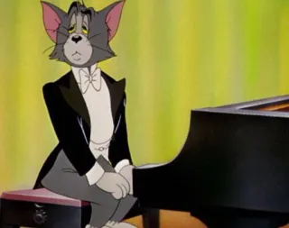 🙃 Tom Cat Cartone animato, Tom e Jerry, Gatto, Pianoforte, Triste telegram sticker