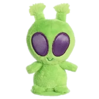 👽 Alieno, Peluche, Giocattolo, Verde, Carino, Occhi viola telegram sticker