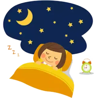 😊 sleeping, night, moon, stars, bed telegram sticker