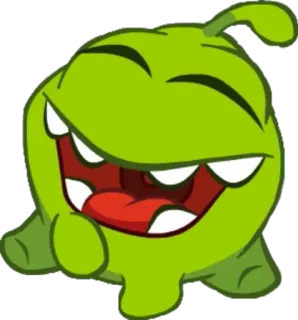 🤣 Om Nom Cut the Rope verde, mostro, felice, gioco, cartone animato telegram sticker