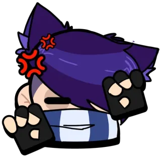 😾 Anime, Cartone animato, Arrabbiato, Personaggio, Orecchie da gatto, Guanti telegram sticker