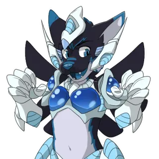 💙 Furry, Anthro, Charakter, Blau, Weiß, Rüstung, Cartoon telegram sticker