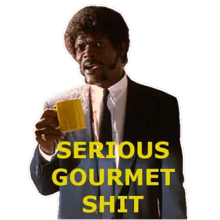 😋 Jules Winnfield Pulp Fiction SERIOUS GOURMET SHIT pulp fiction, samuel jackson, serio, gourmet, merda, jules, film telegram sticker