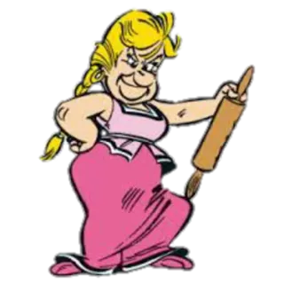 😡 Bonemine Asterix asterix, desenho animado, personagem, mulher, rolo de massa whatsapp sticker