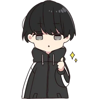 👍 Anime, Chico, Chibi, Kawaii, Personaje, Lindo, Pulgar arriba whatsapp sticker