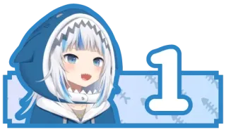 1️⃣ 1 squalo, anime, numero 1, adesivo telegram sticker