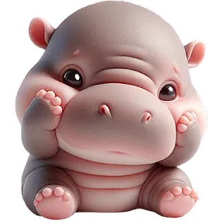 😣 ippopotamo, carino, animale, cartone animato, cucciolo di ippopotamo, illustrazione, adorabile whatsapp sticker