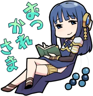 😌 おつかれさま Anime, Chibi, Kawaii, Schattig, Lezen, Boek telegram sticker