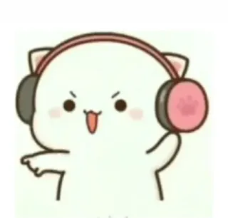 👈 cartoon, headphones, cute, animal whatsapp sticker