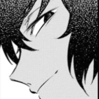 😏 动漫, 漫画, 角色, 肖像, 单色 telegram sticker