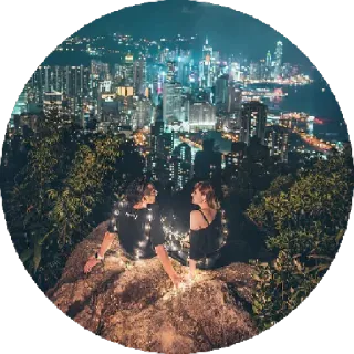 🌌 пара, любовь, город, ночь, огни, Гонконг, отношения, романтика telegram sticker