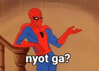 🕸 Spider-Man nyot ga? spider-man, mème, personnage de BD, marvel, nyot ga whatsapp sticker