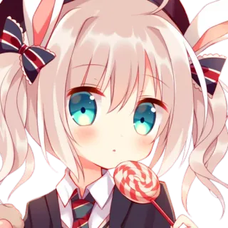 😮 Аниме, Кавай, Заяц, Леденец, Милый, Девочка telegram sticker