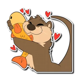 🐟 выдра, рыба, любовь, сердце, милый, животное, мультфильм telegram sticker